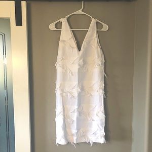 White Anthropologie fringe dress